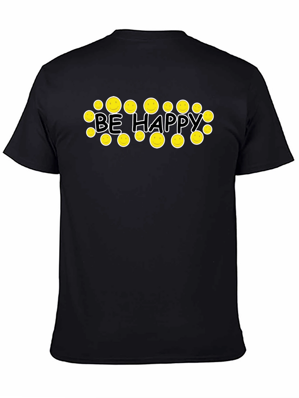 Be Happy Graphic Tee - Smiley Face Black T-Shirt