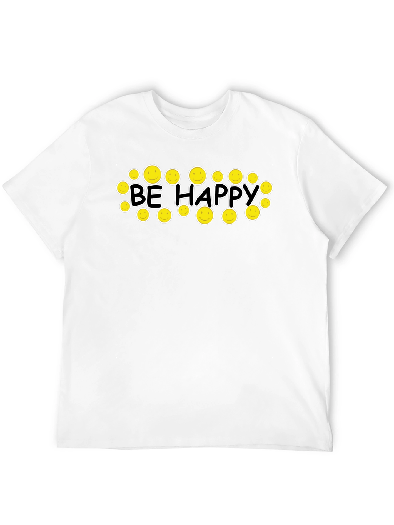 Be Happy Graphic Tee - Smiley Face Black T-Shirt