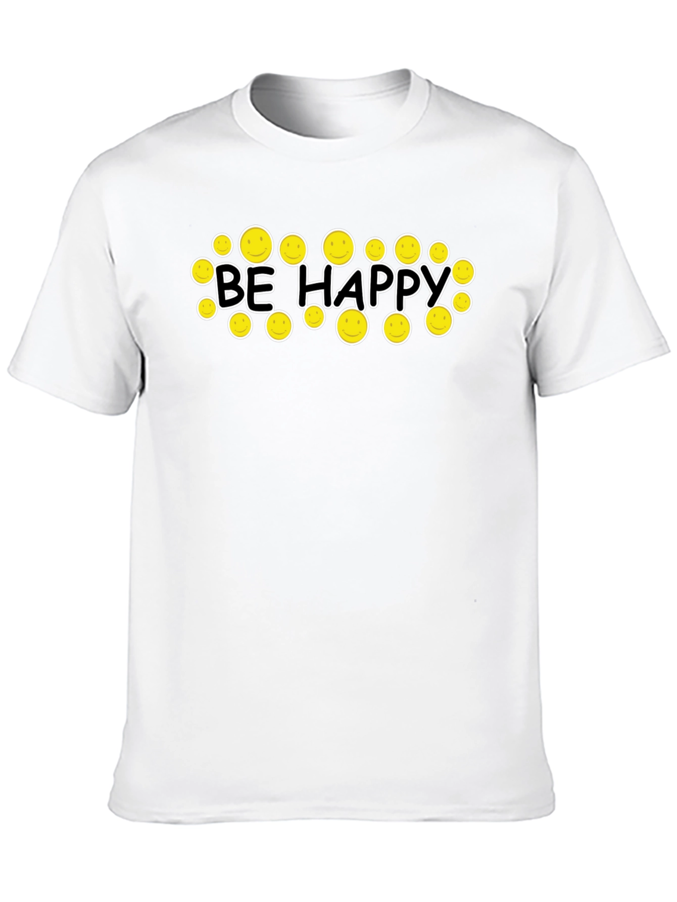 Be Happy Graphic Tee - Smiley Face Black T-Shirt
