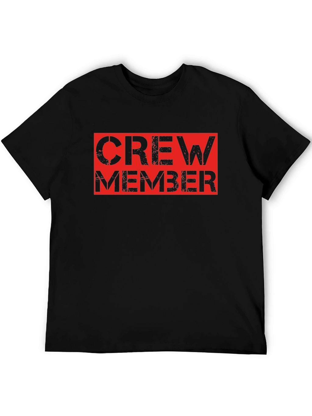 Crew Member Black T-Shirt - Bold Red Design