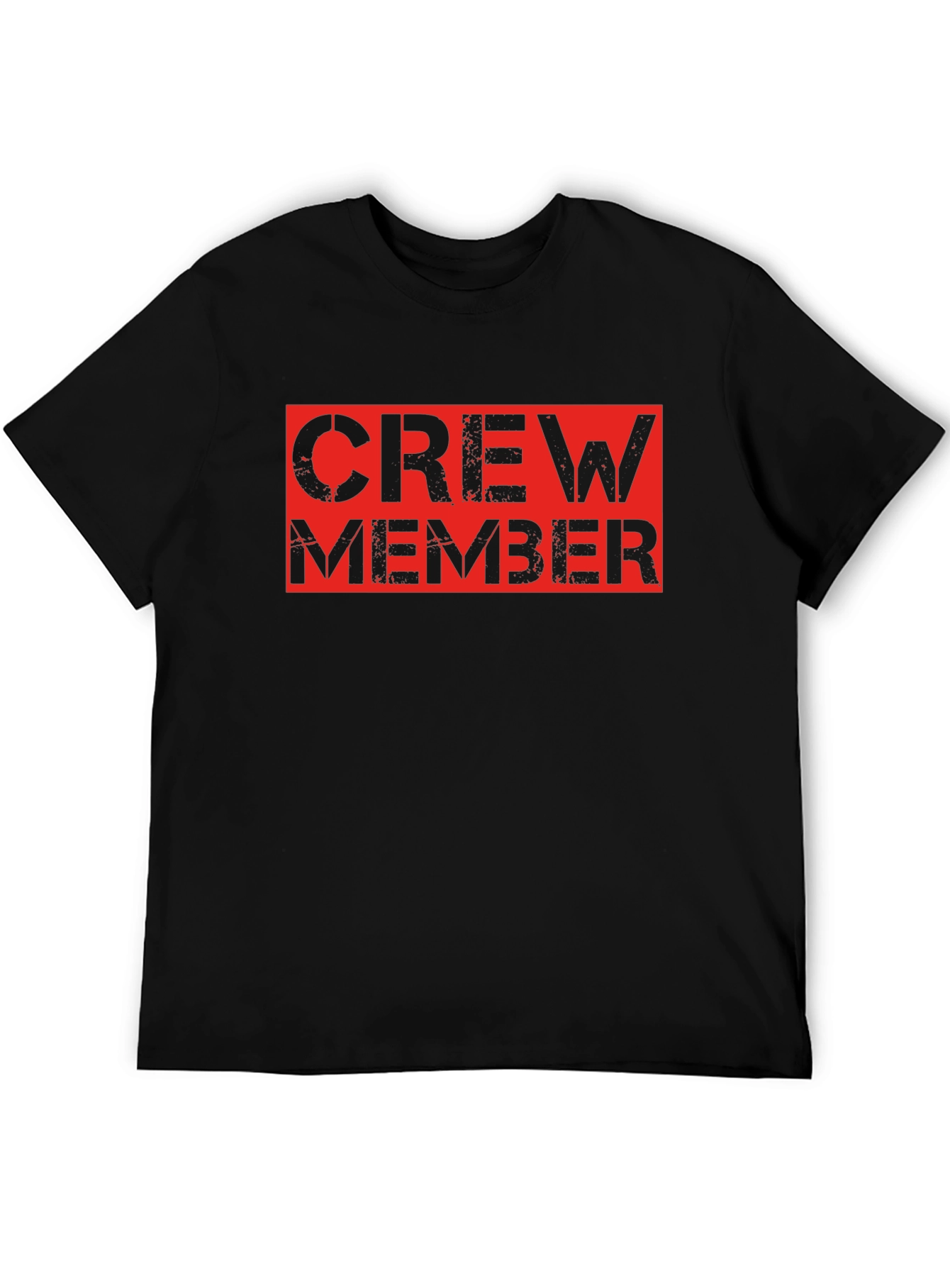 Crew Member Black T-Shirt - Bold Red Design