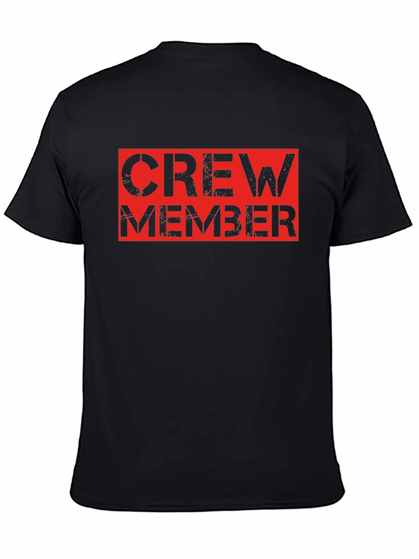 Crew Member Black T-Shirt - Bold Red Design