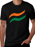 Mens Black Graphic Tee - Abstract Wave Design