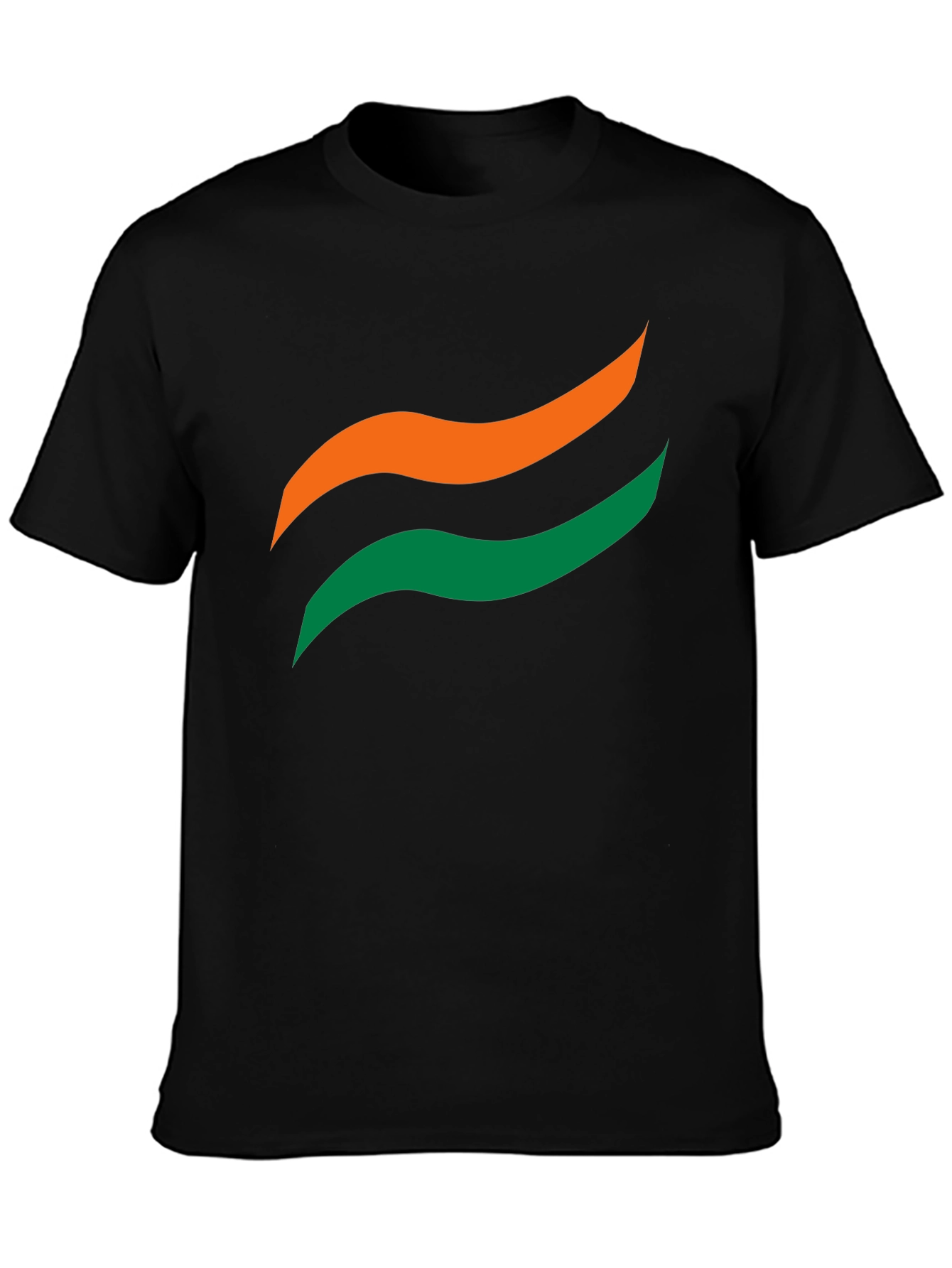 Mens Black Graphic Tee - Abstract Wave Design