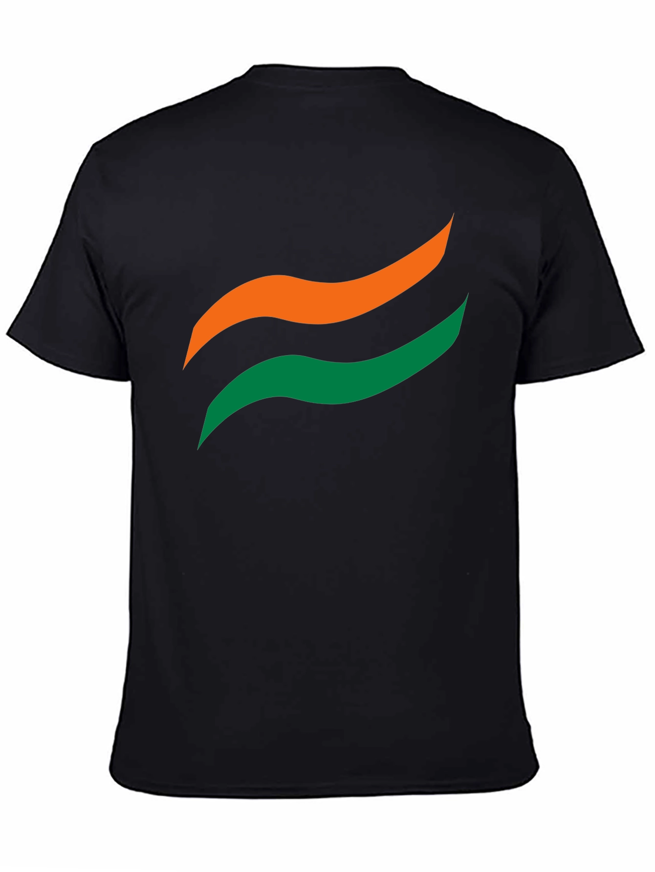 Mens Black Graphic Tee - Abstract Wave Design
