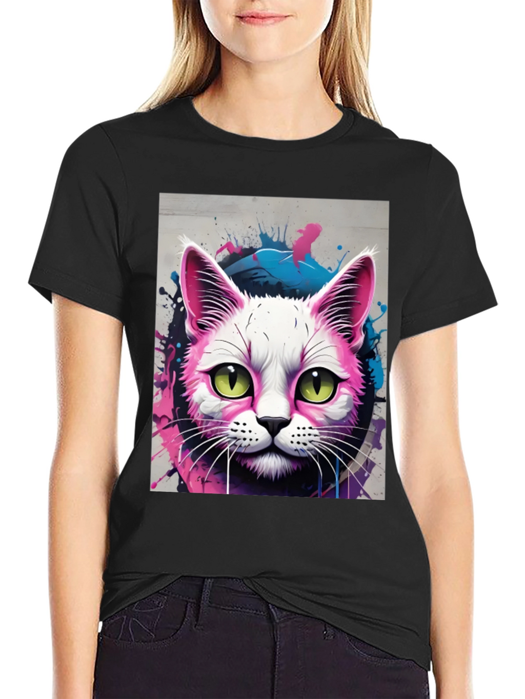 Neon Cat Graphic Tee - Unique Style