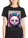 Neon Cat Graphic Tee - Unique Style