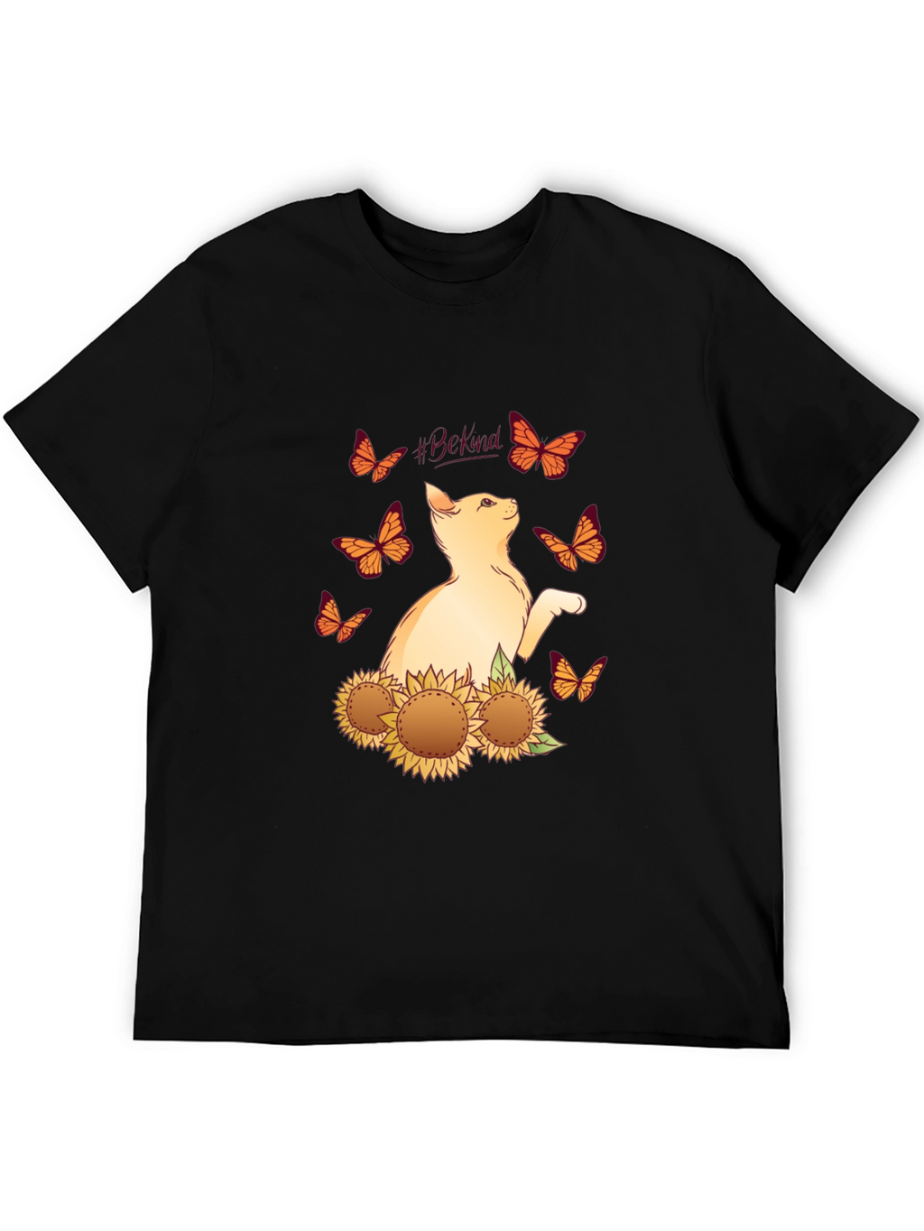 Be Kind Cat Butterfly Sunflower T-Shirt