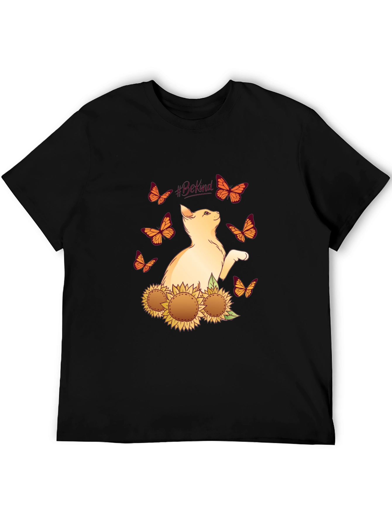 Be Kind Cat Butterfly Sunflower T-Shirt