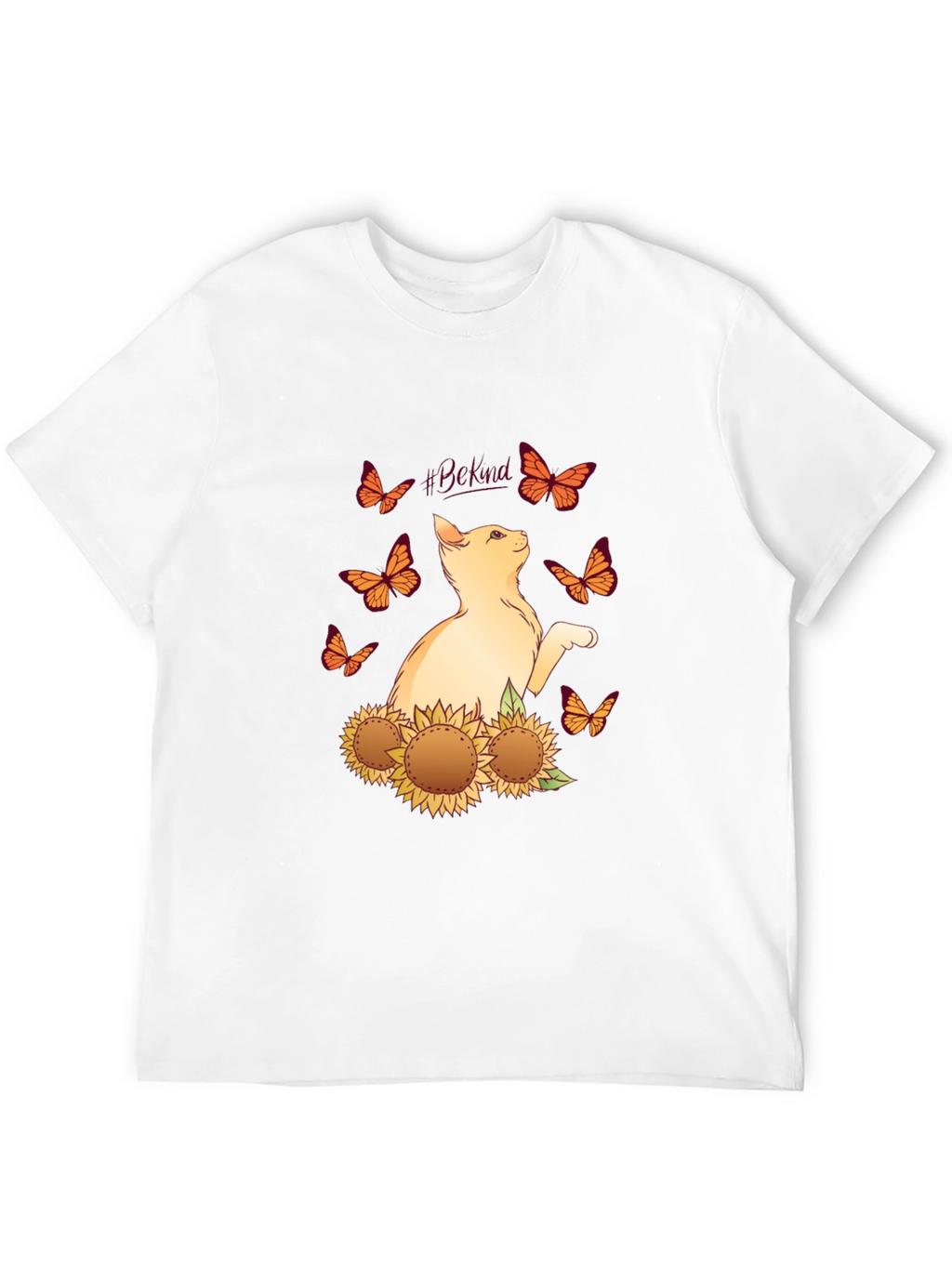Be Kind Cat Butterfly Sunflower T-Shirt