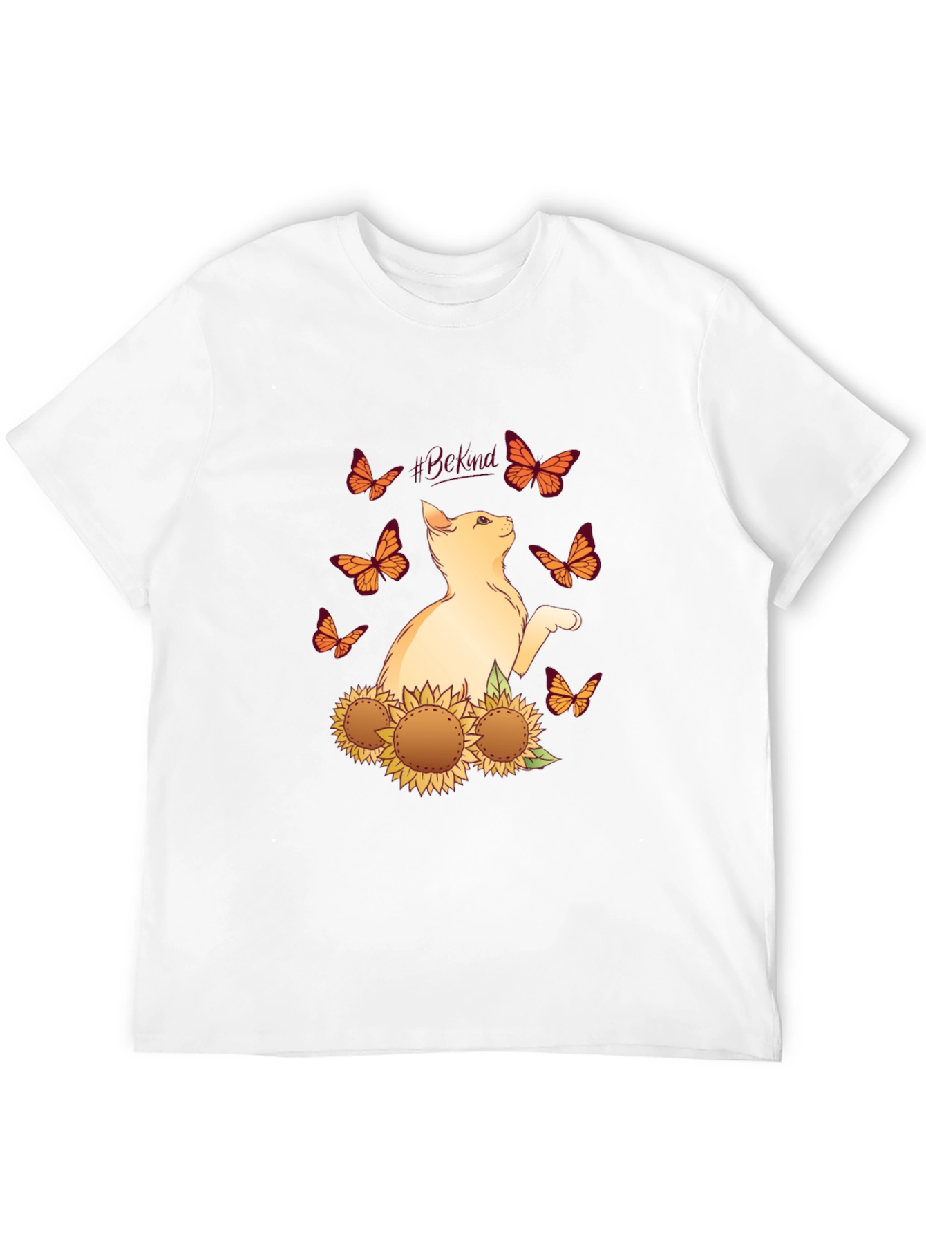 Be Kind Cat Butterfly Sunflower T-Shirt