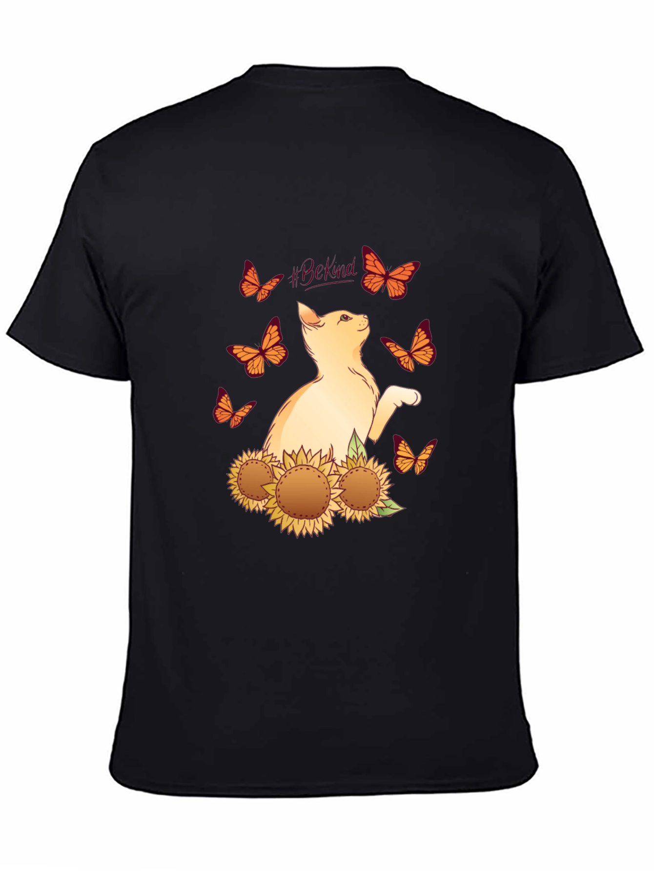 Be Kind Cat Butterfly Sunflower T-Shirt