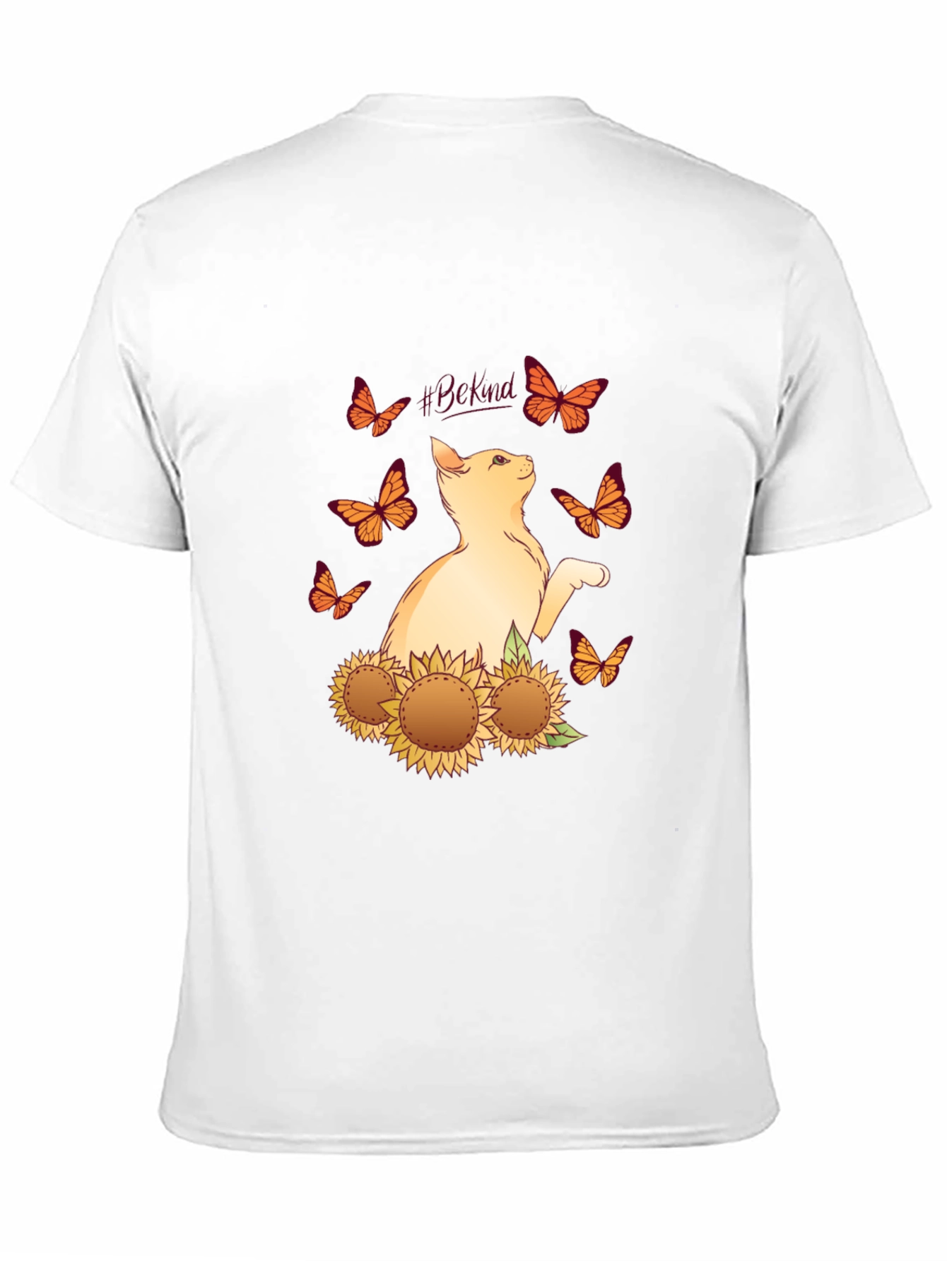 Be Kind Cat Butterfly Sunflower T-Shirt