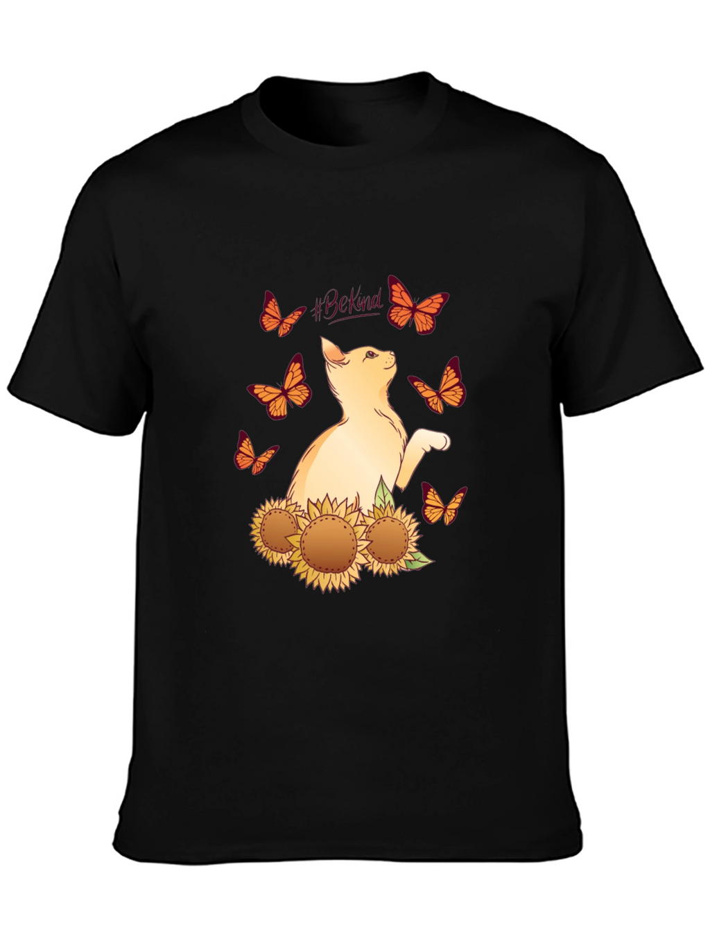 Be Kind Cat Butterfly Sunflower T-Shirt