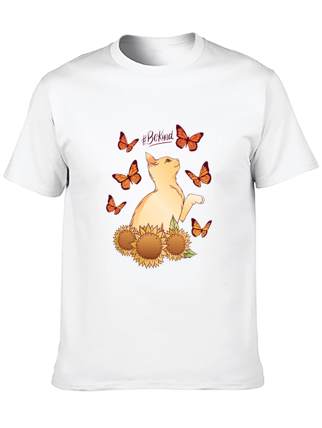 Be Kind Cat Butterfly Sunflower T-Shirt