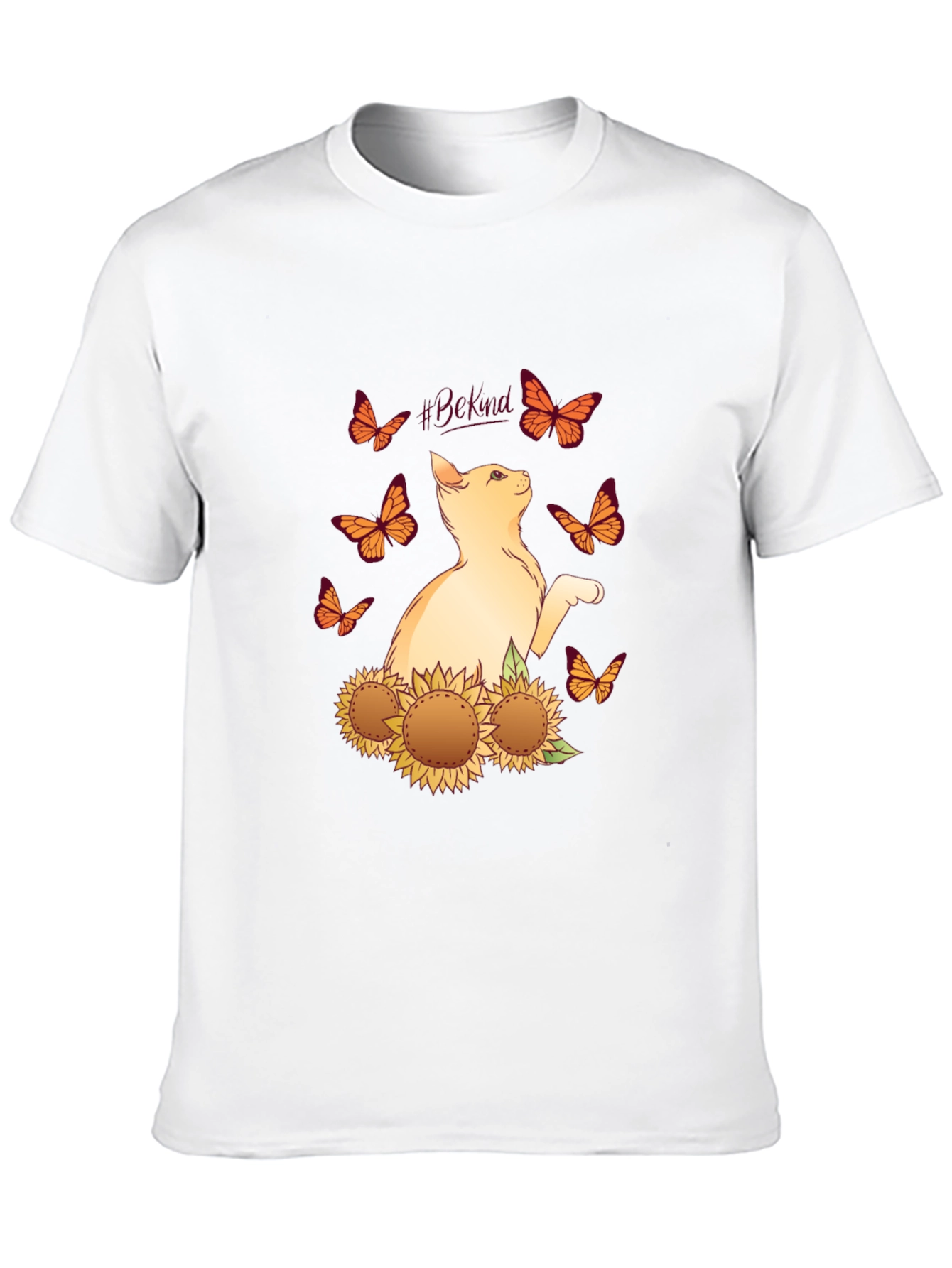 Be Kind Cat Butterfly Sunflower T-Shirt