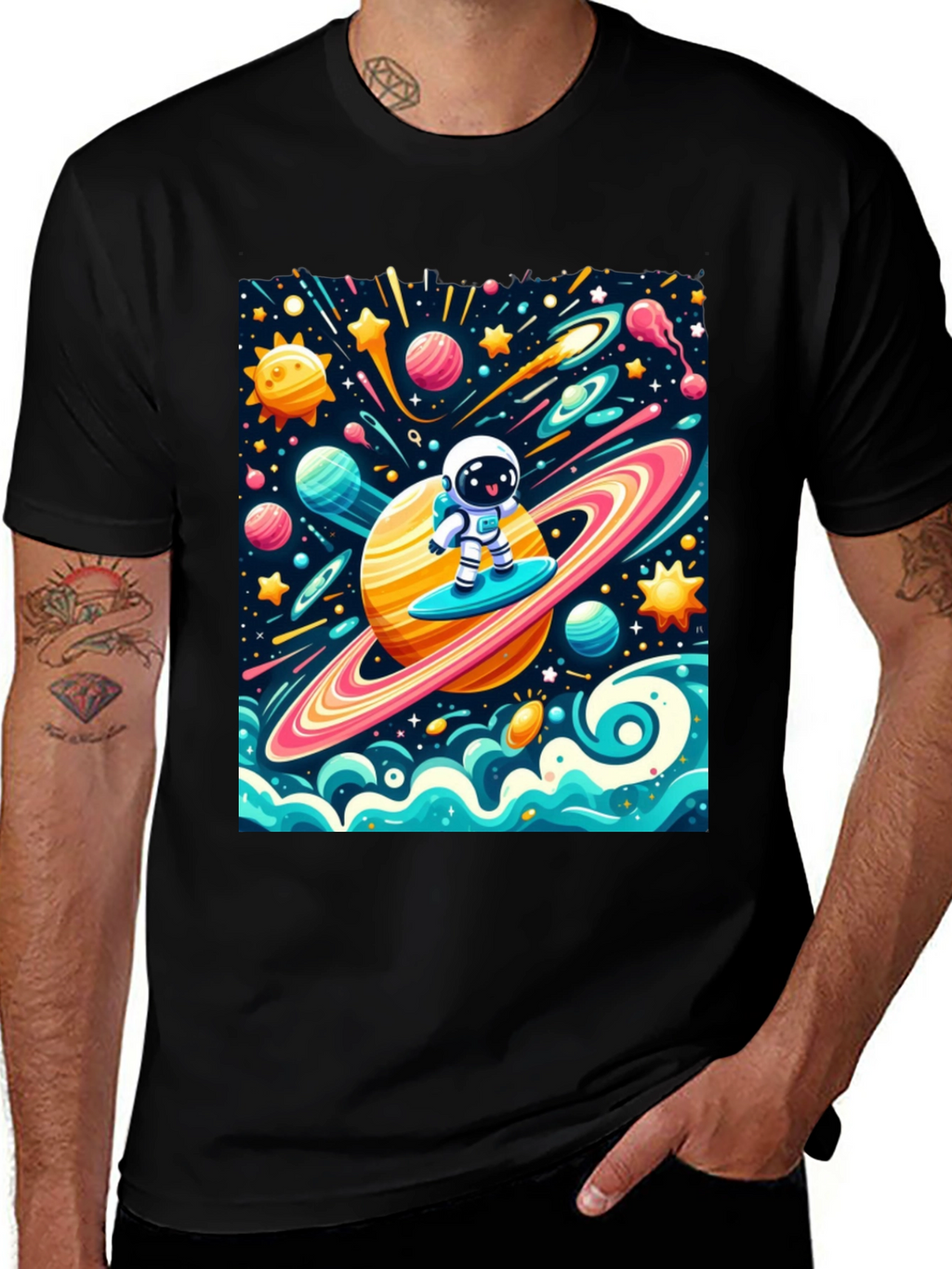 Astronaut Surfing Space T-Shirt