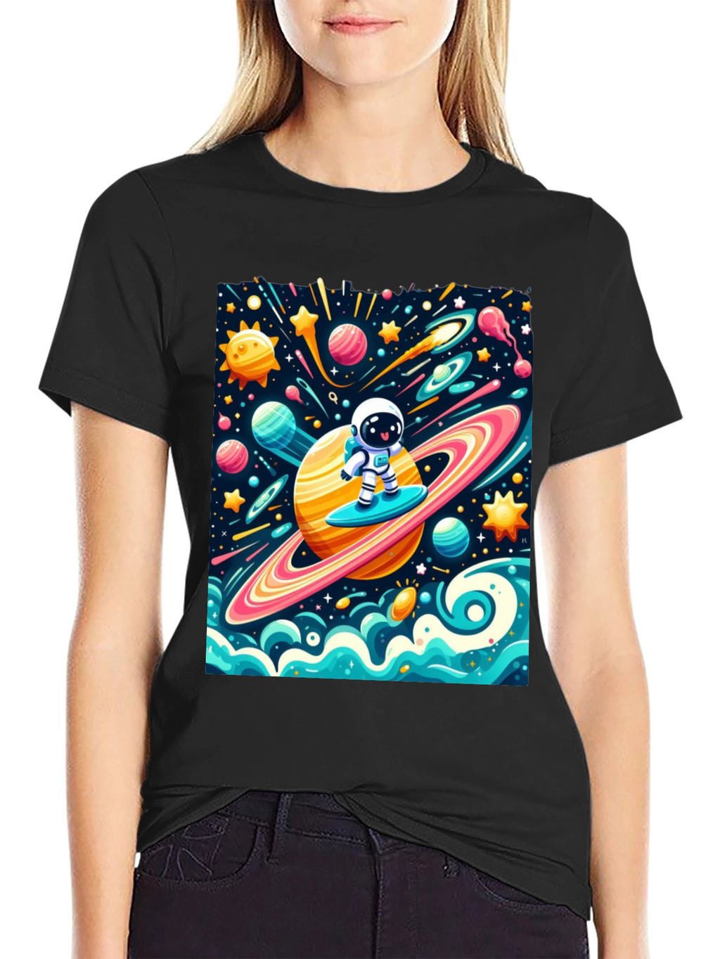 Astronaut Surfing Space T-Shirt