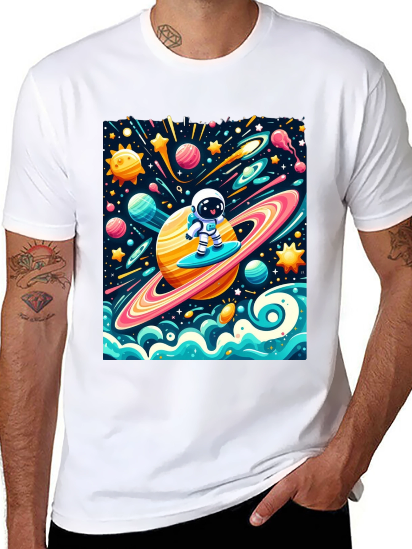 Astronaut Surfing Space T-Shirt
