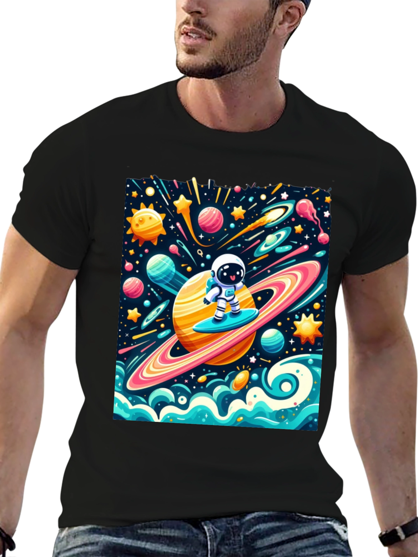 Astronaut Surfing Space T-Shirt