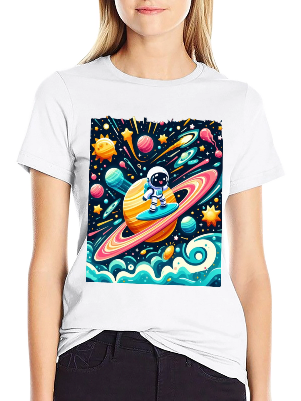 Astronaut Surfing Space T-Shirt