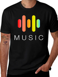 Music Graphic Print Black T-Shirt
