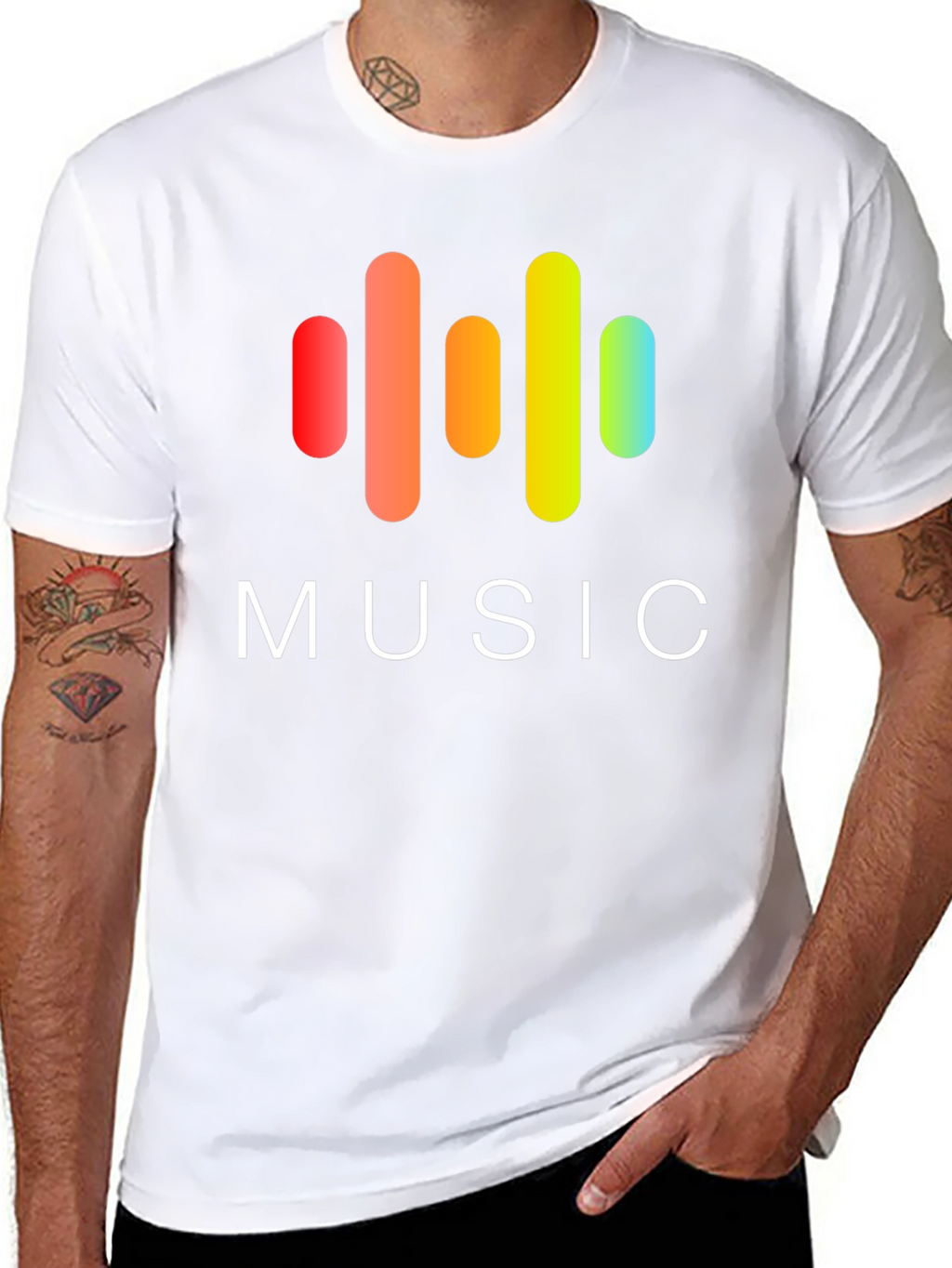 Music Graphic Print Black T-Shirt
