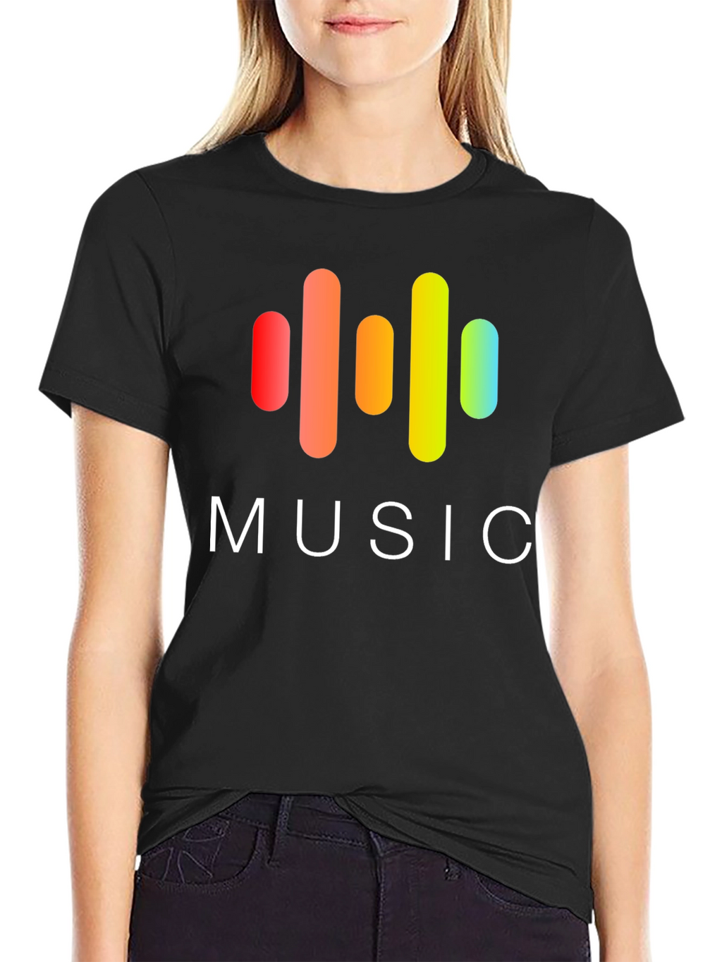 Music Graphic Print Black T-Shirt