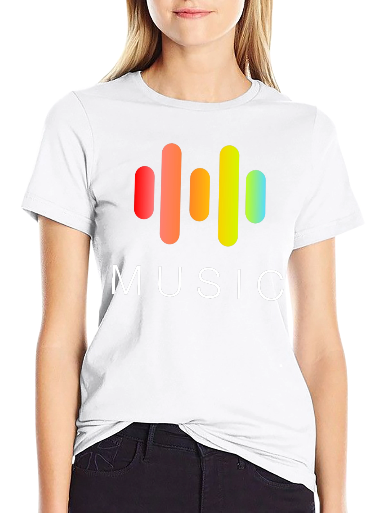 Music Graphic Print Black T-Shirt