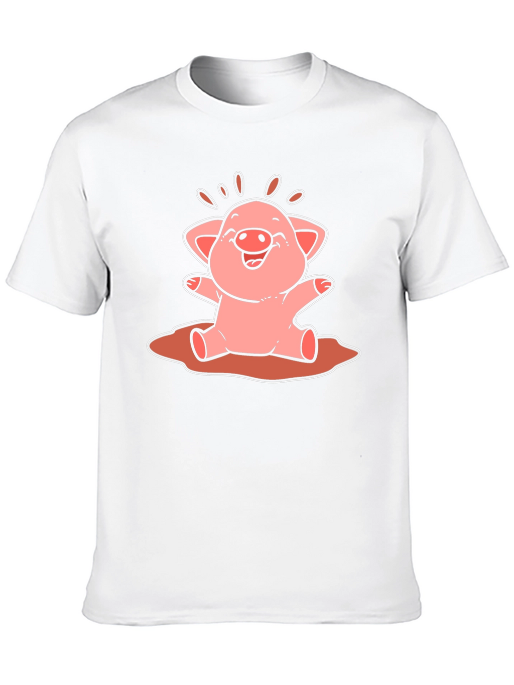 Cute Pig Cartoon Graphic Tee - Unisex Black T-Shirt