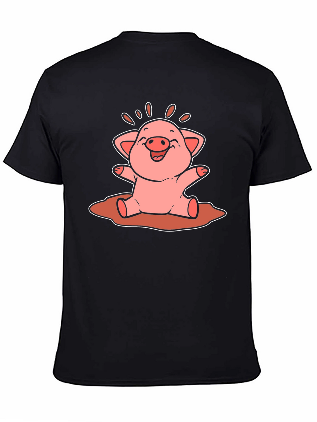 Cute Pig Cartoon Graphic Tee - Unisex Black T-Shirt