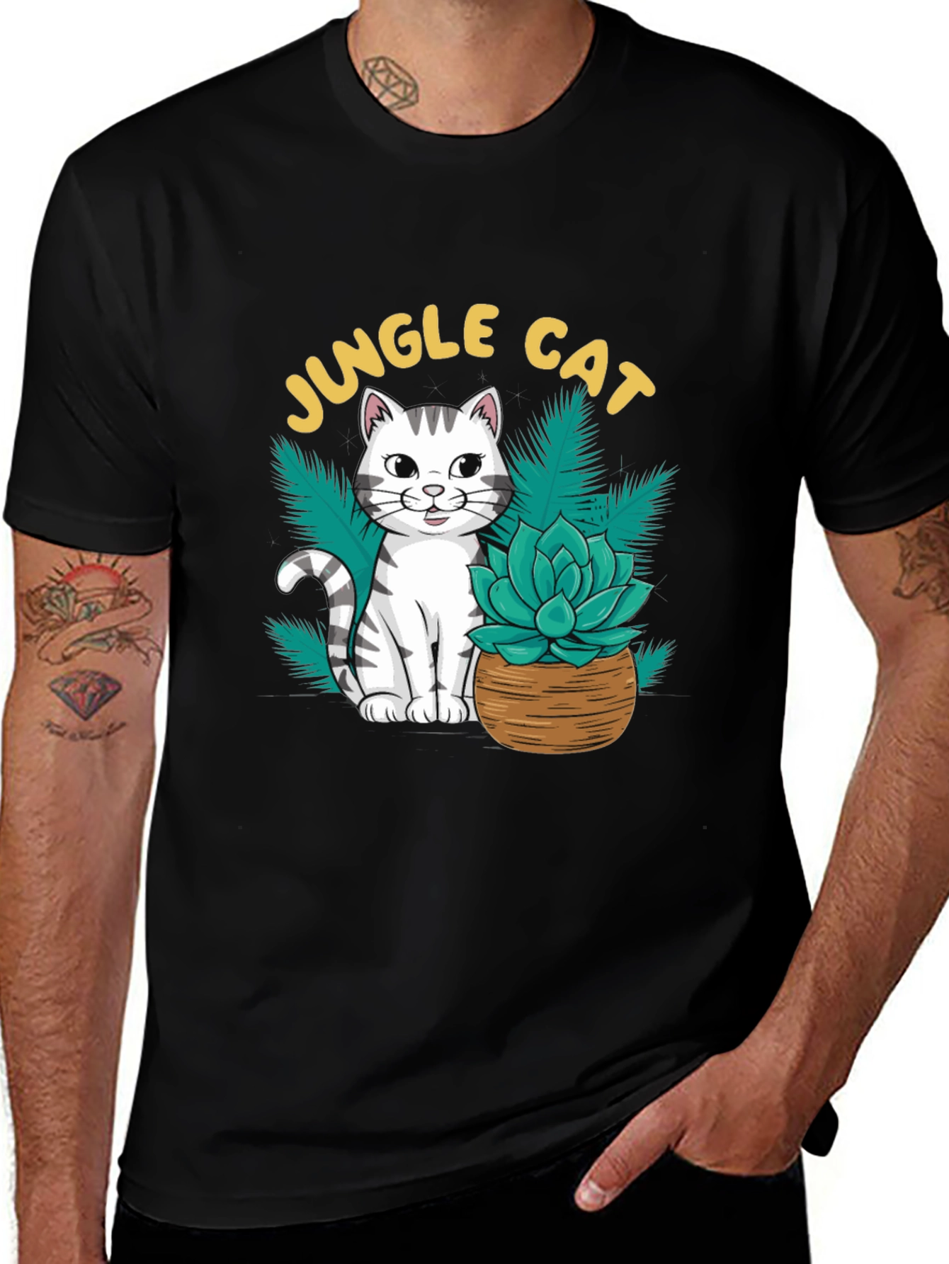 Jungle Cat Graphic T-Shirt - Cool Cat Lover Tee