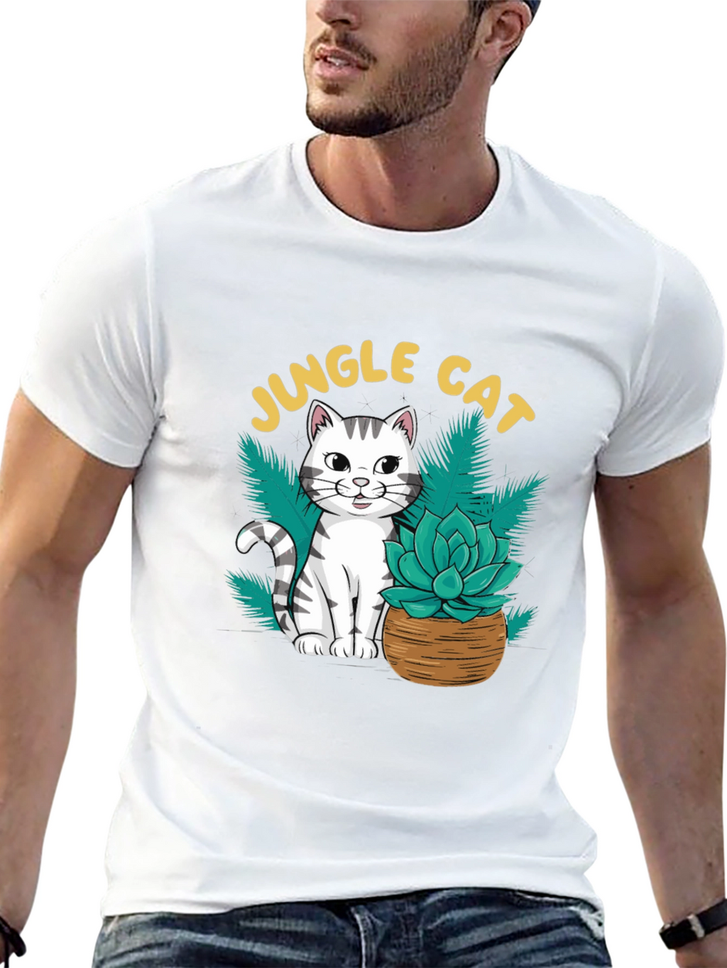 Jungle Cat Graphic T-Shirt - Cool Cat Lover Tee