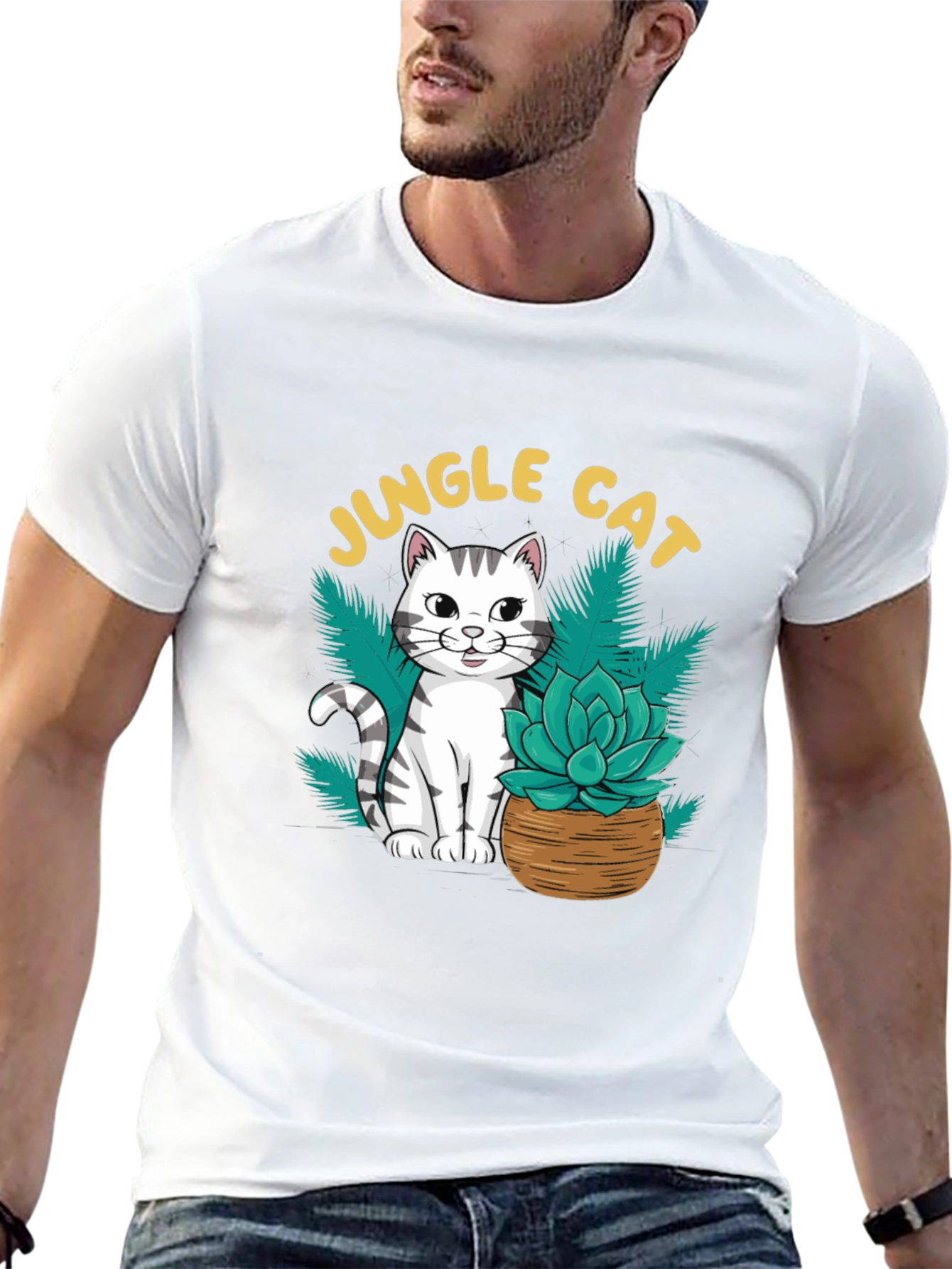 Jungle Cat Graphic T-Shirt - Cool Cat Lover Tee