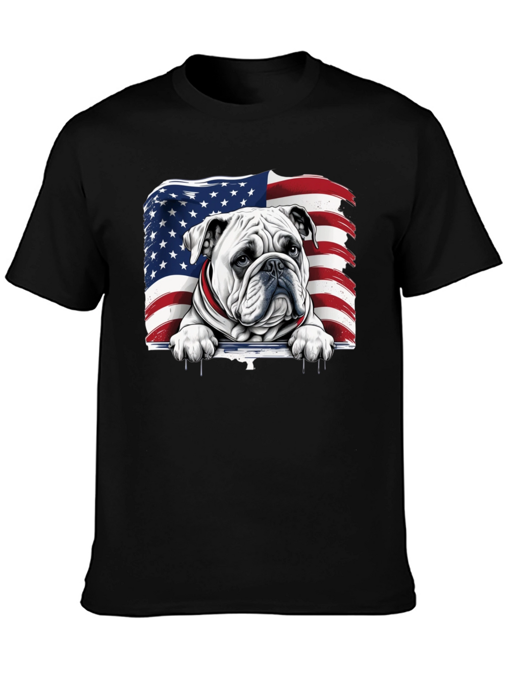 Patriotic Bulldog USA Flag Graphic Tee