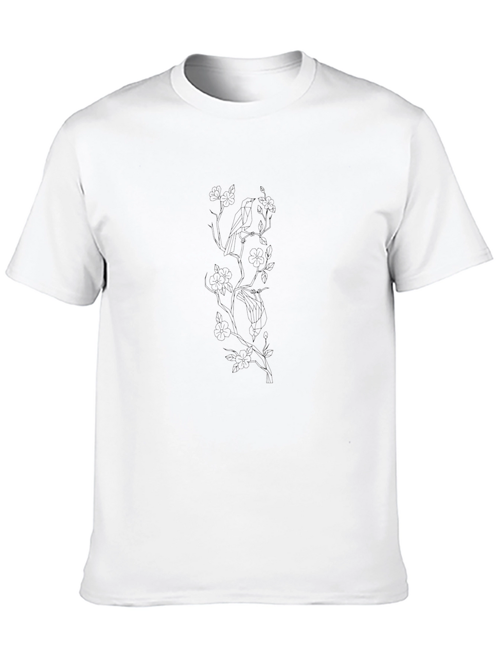 Mens Black Graphic Tee - Subtle Floral Design