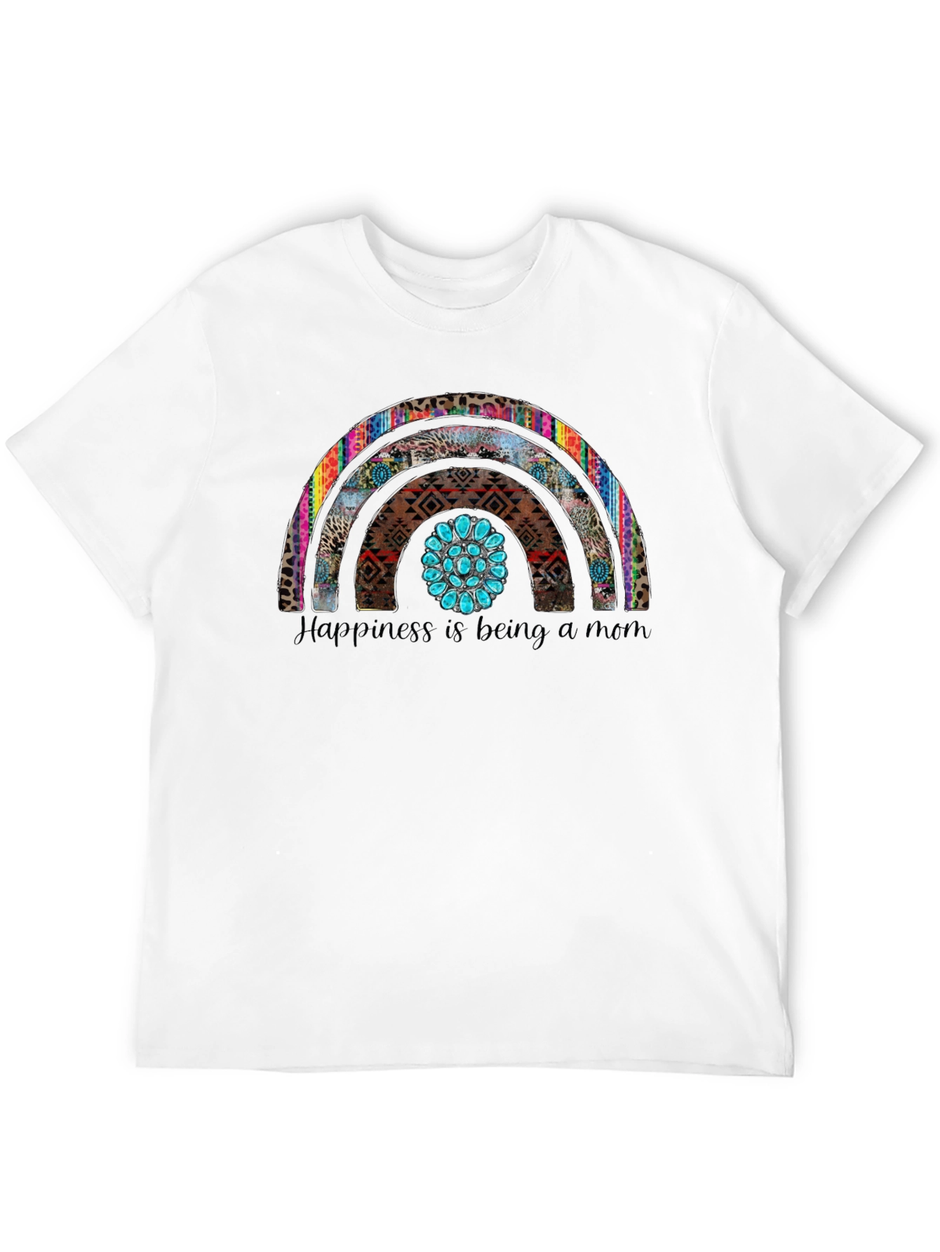 Happiness is Being a Mom Rainbow Graphic Tee