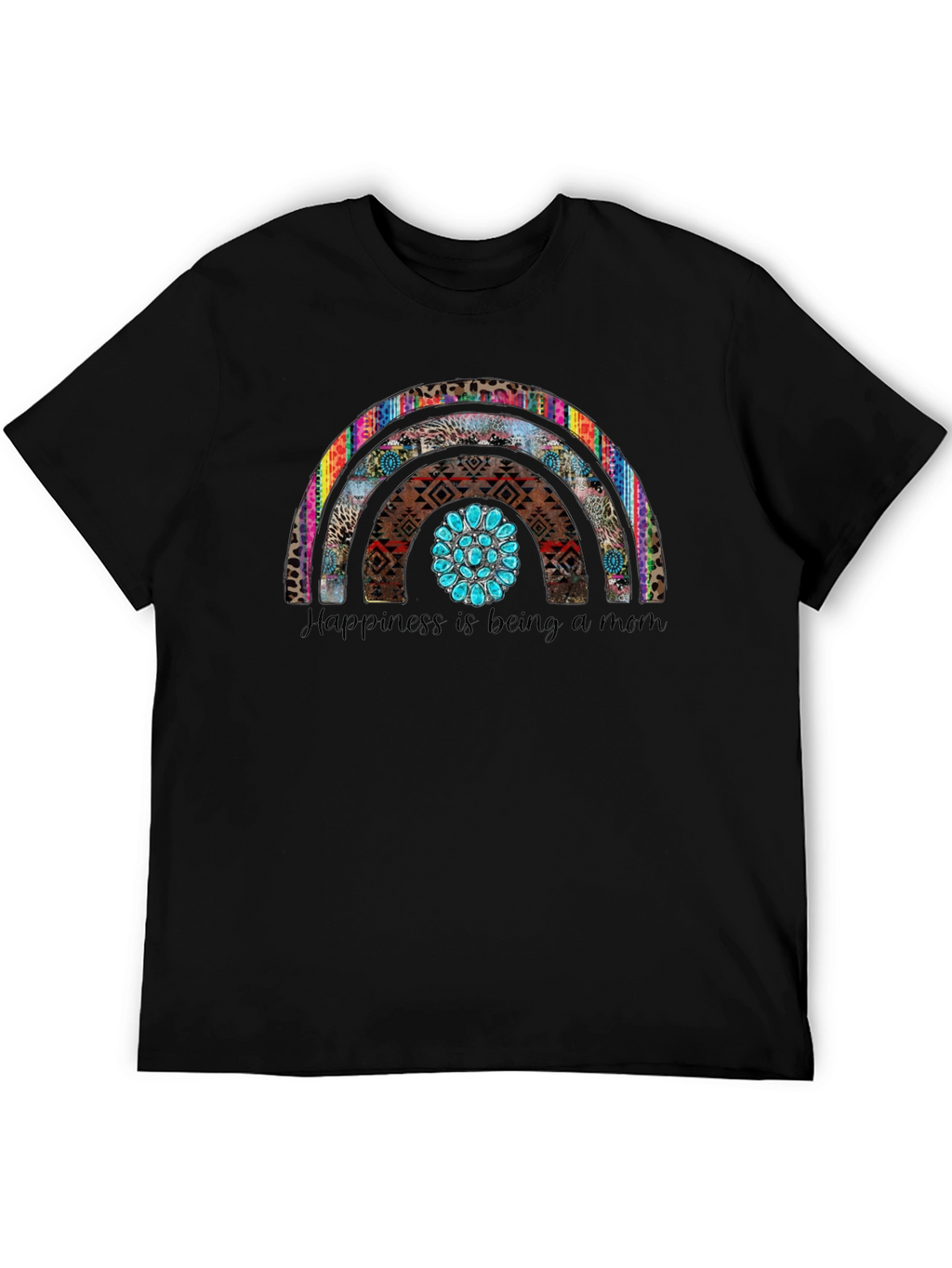 Happiness is Being a Mom Rainbow Graphic Tee