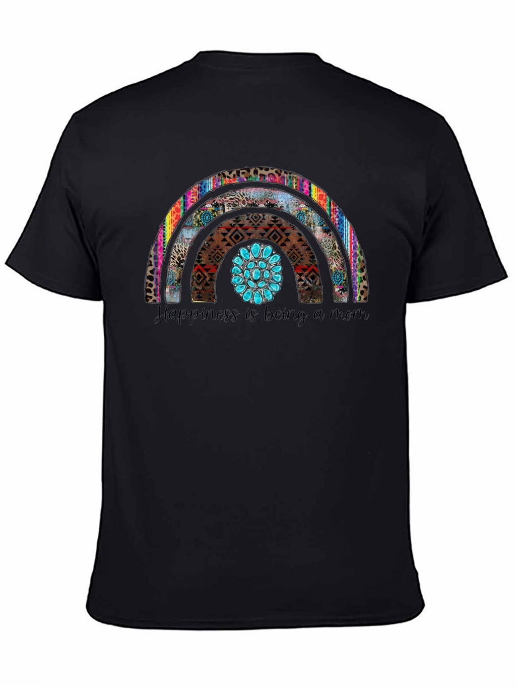 Happiness is Being a Mom Rainbow Graphic Tee