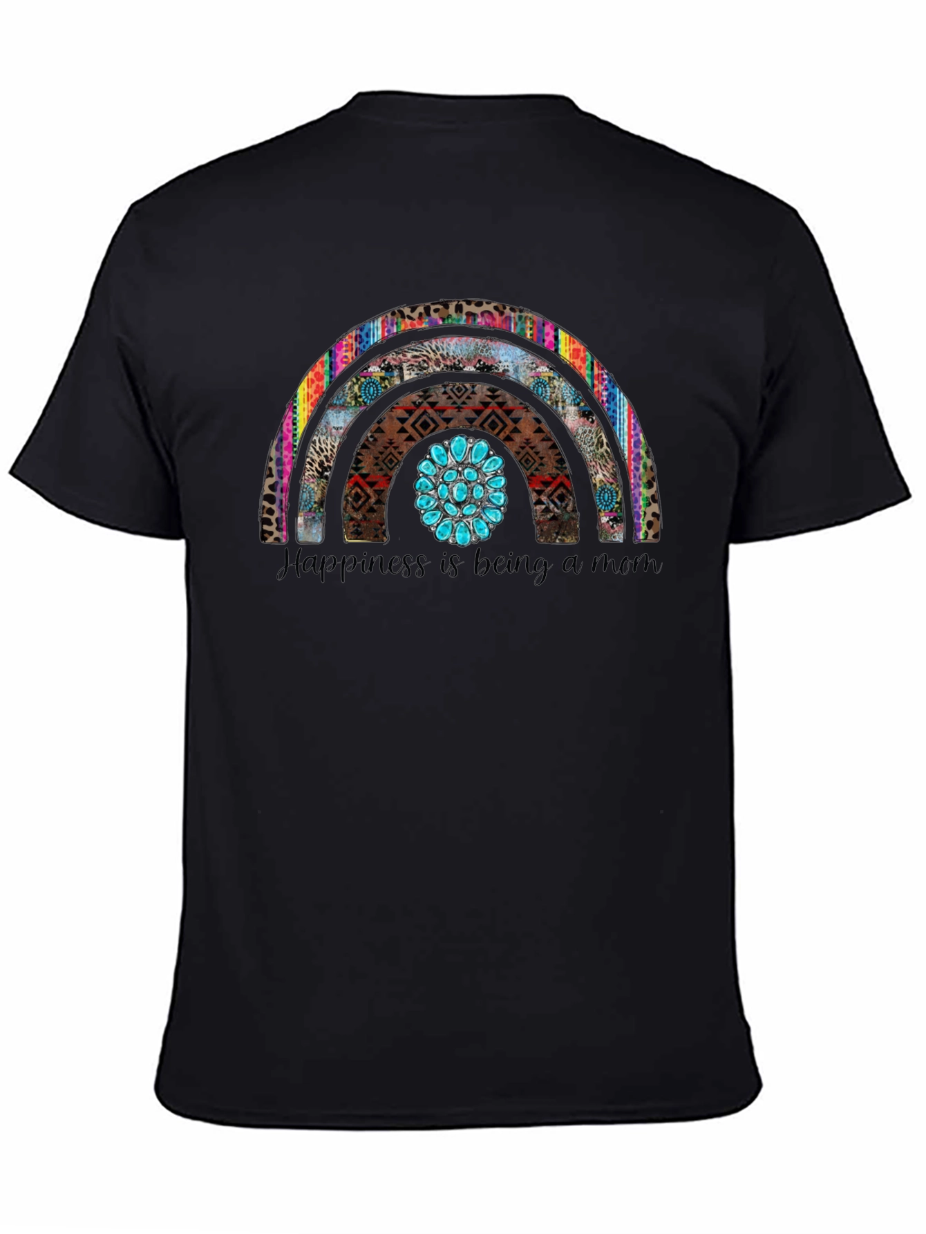 Happiness is Being a Mom Rainbow Graphic Tee