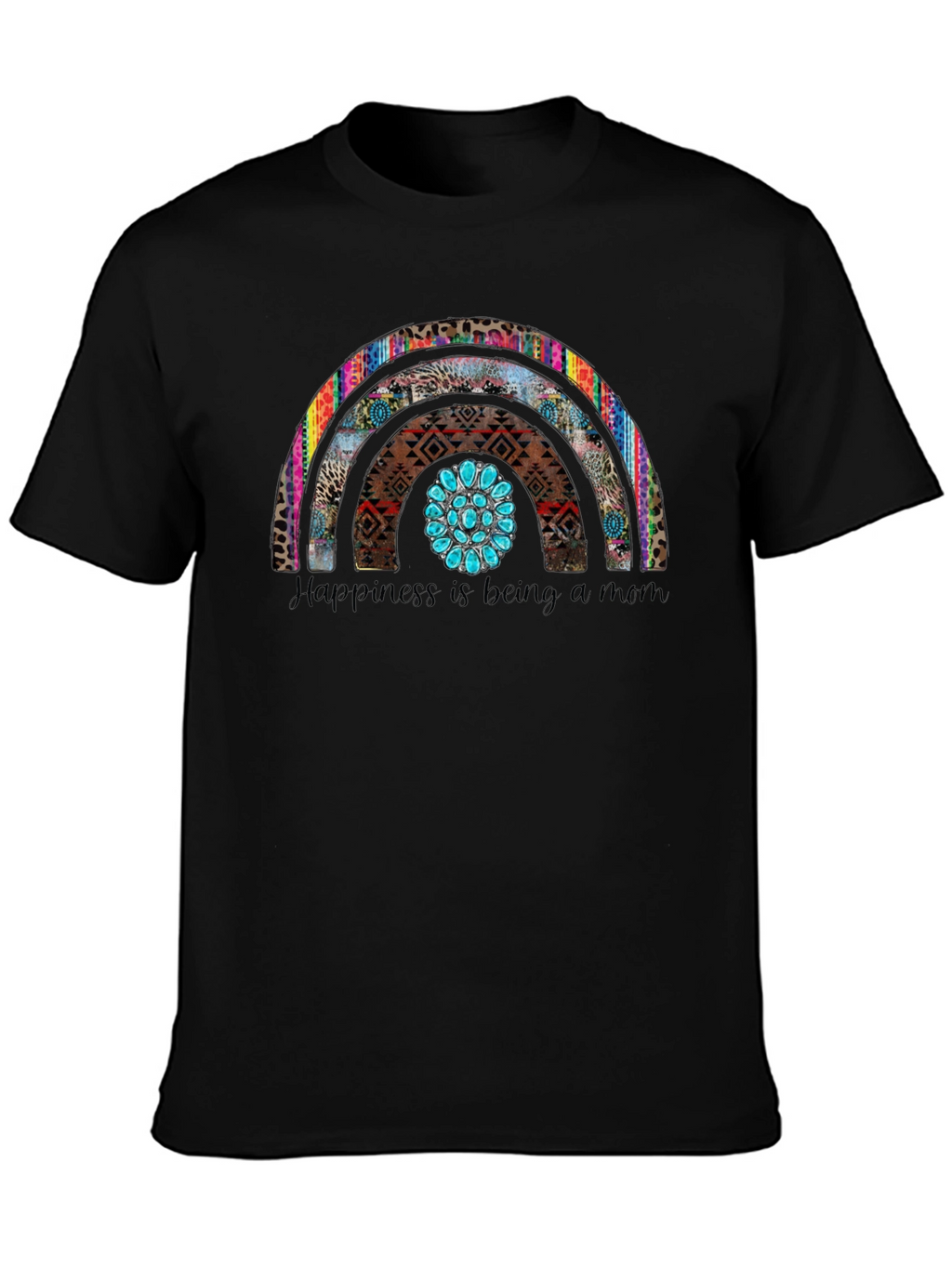 Happiness is Being a Mom Rainbow Graphic Tee