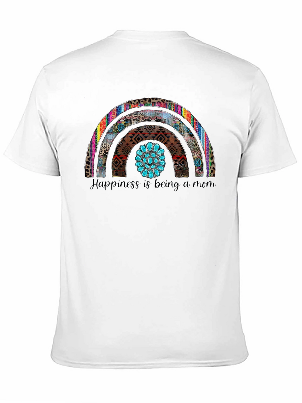 Happiness is Being a Mom Rainbow Graphic Tee
