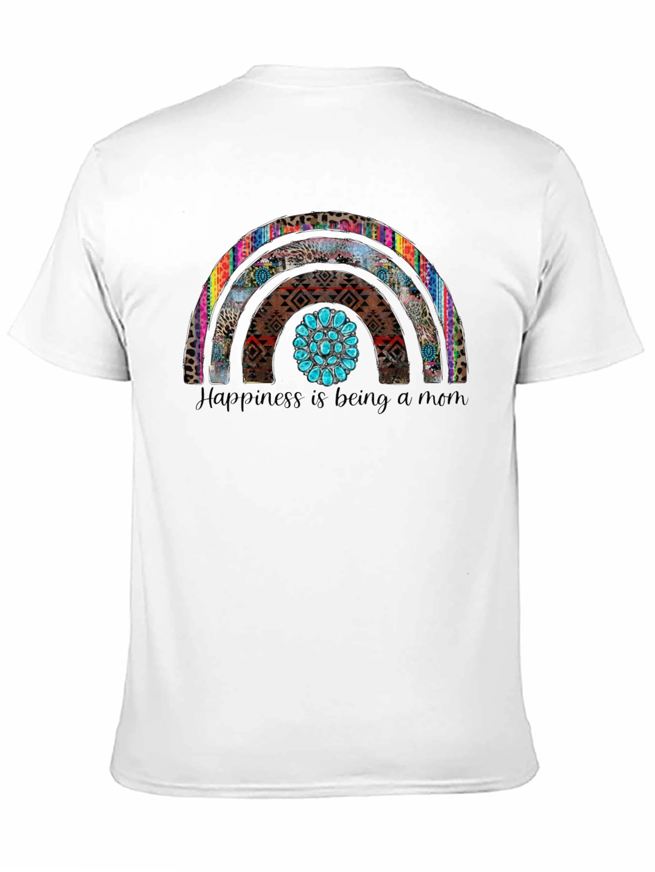 Happiness is Being a Mom Rainbow Graphic Tee