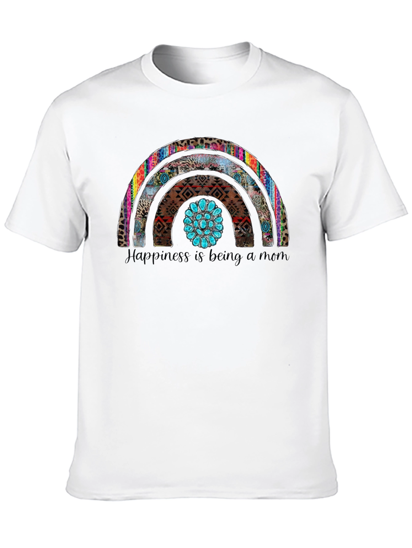 Happiness is Being a Mom Rainbow Graphic Tee