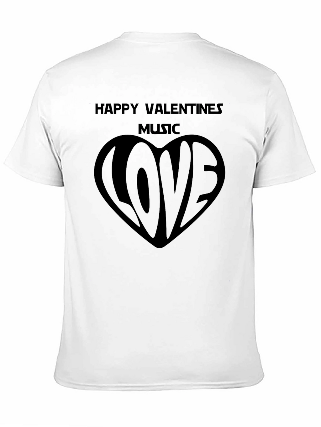 Happy Valentines Music Love Black T-Shirt