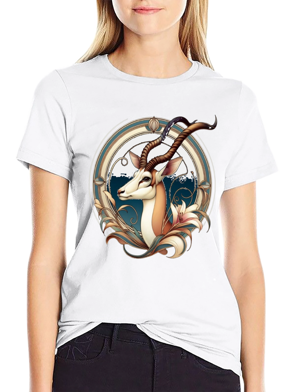 Springbok Graphic Print Black T-Shirt