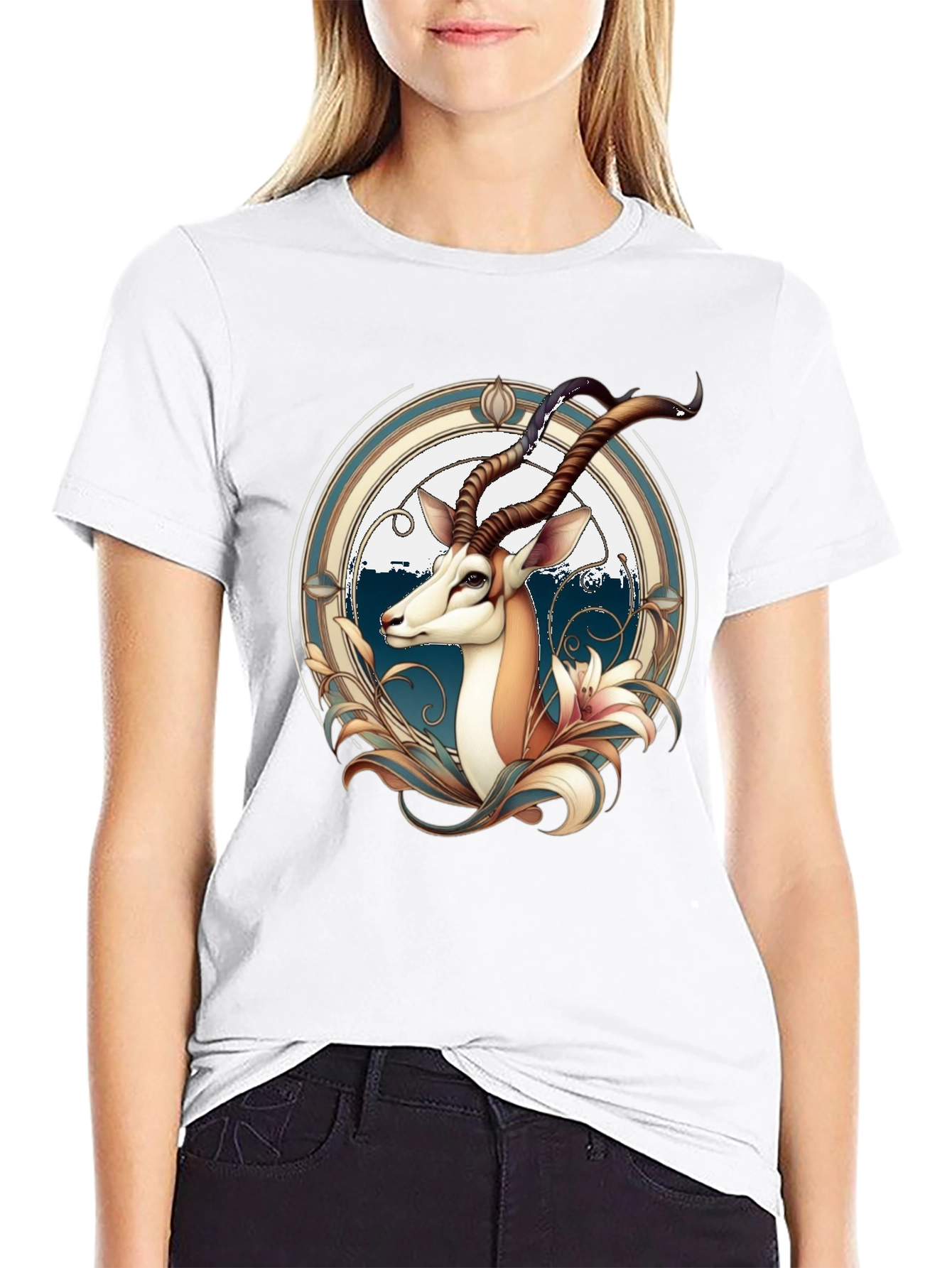 Springbok Graphic Print Black T-Shirt