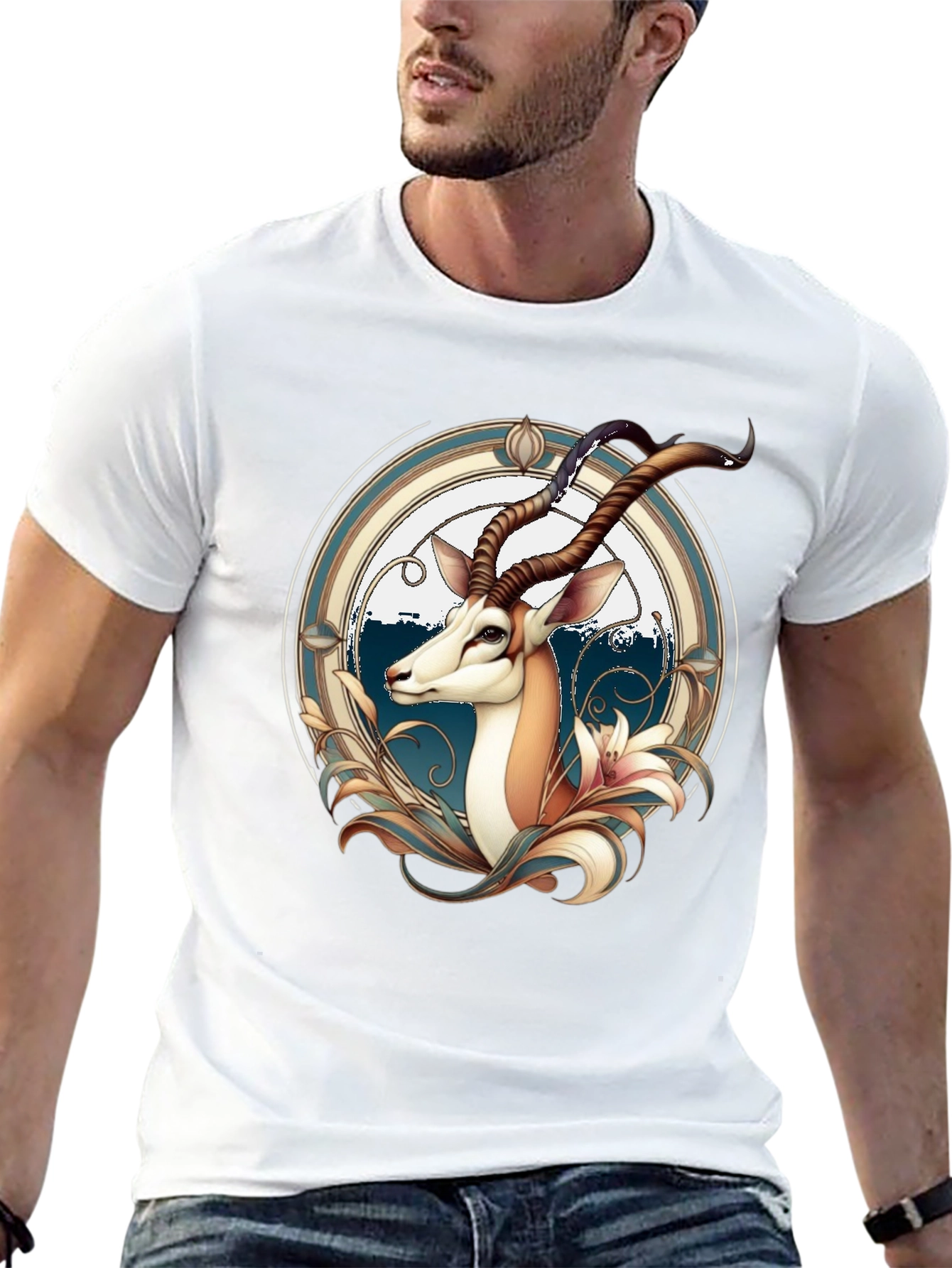 Springbok Graphic Print Black T-Shirt