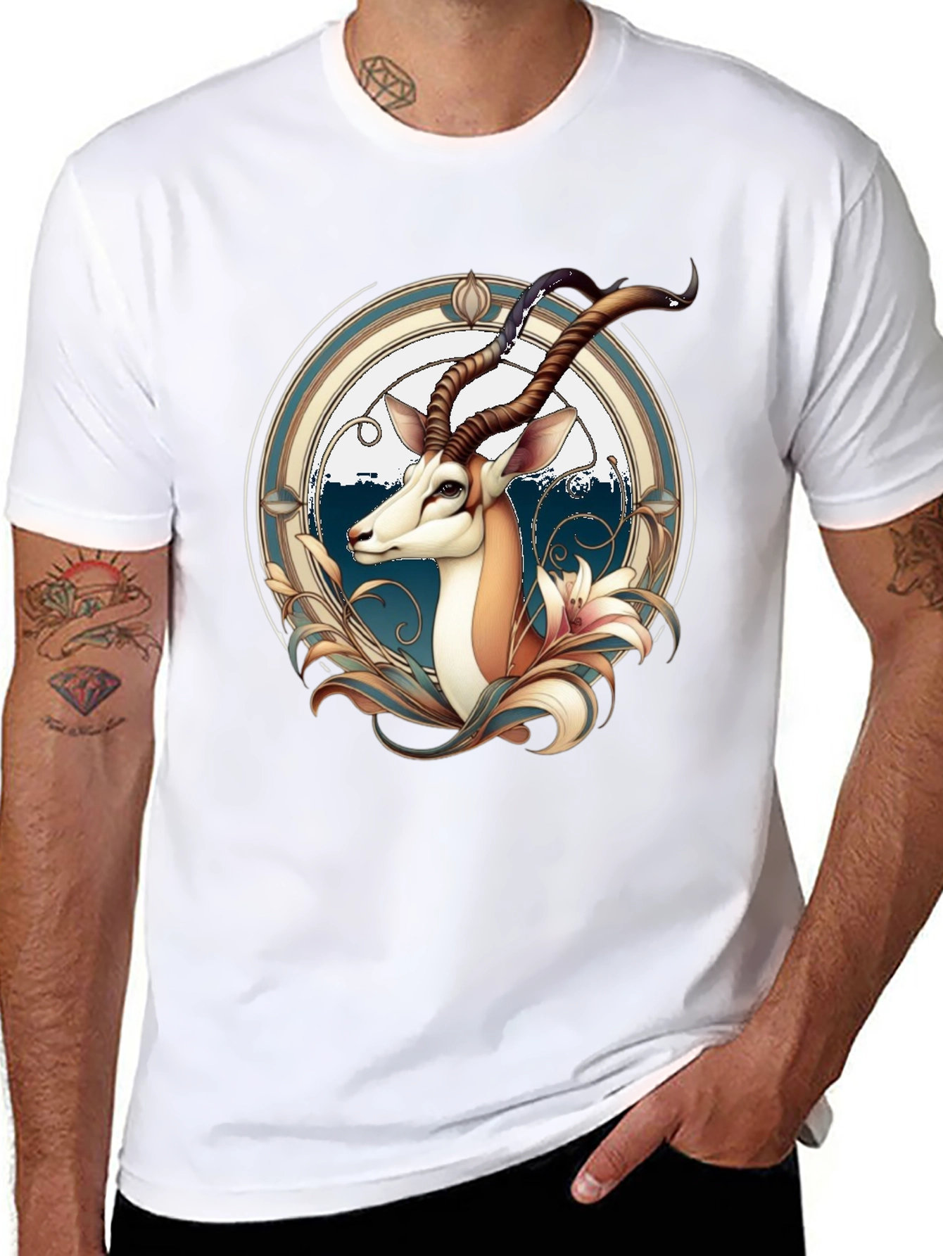 Springbok Graphic Print Black T-Shirt