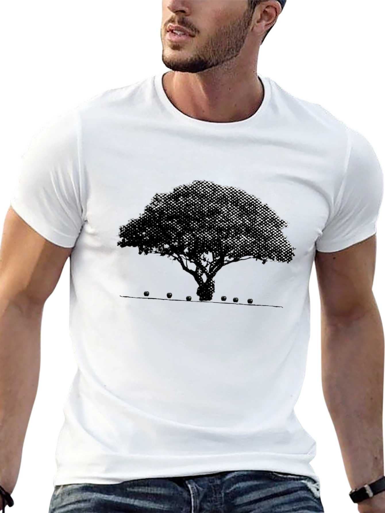 Abstract Tree Graphic Tee - Black Cotton Blend